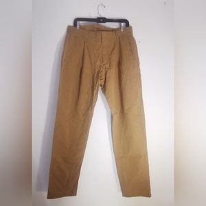 Entireworld. Ochre Pleated Cotton Trousers Type B, Version 2, Size 33